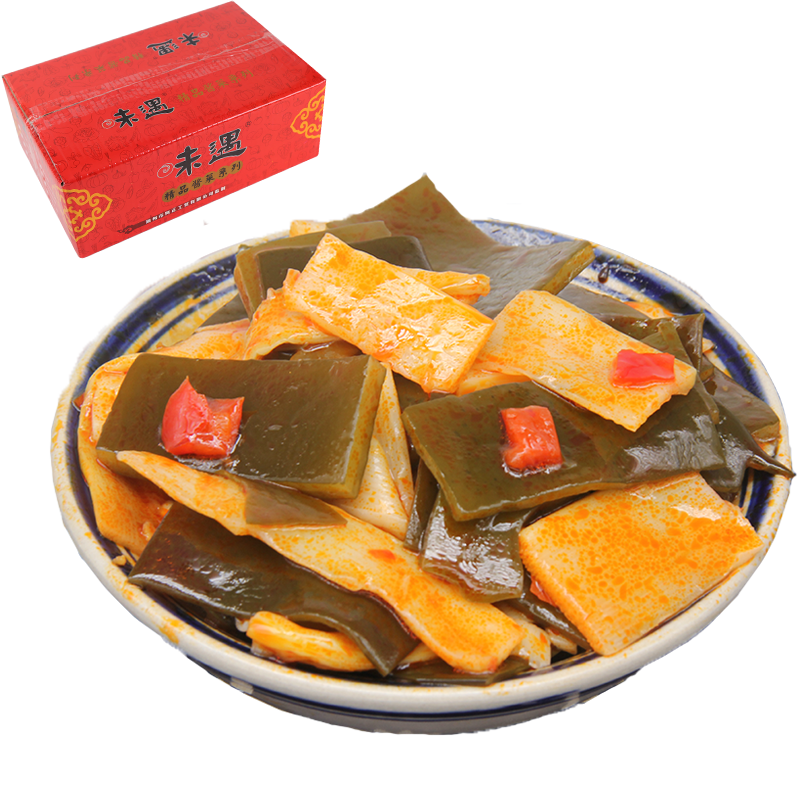 味遇山珍海味紅油竹筍片海帶片整箱9斤咸菜香辣裙帶菜即食下飯菜