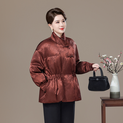 中年妈妈时尚羽绒服短款收腰显瘦