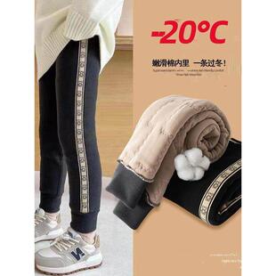 加绒加厚女童棉裤子中大儿童秋冬款保暖外穿运动打底裤修身百搭潮