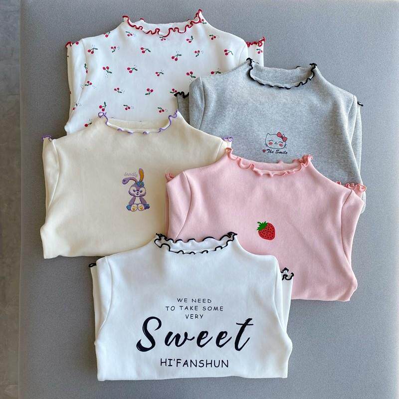 秋冬装新女童小中大童半高领弹力可爱打底衫儿童纯棉磨毛长袖T恤