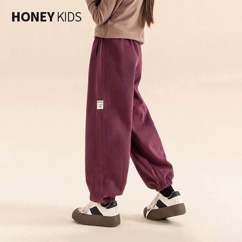 女童加绒裤2024新款冬季儿童休闲 裤中大童运动裤女孩长裤束脚卫