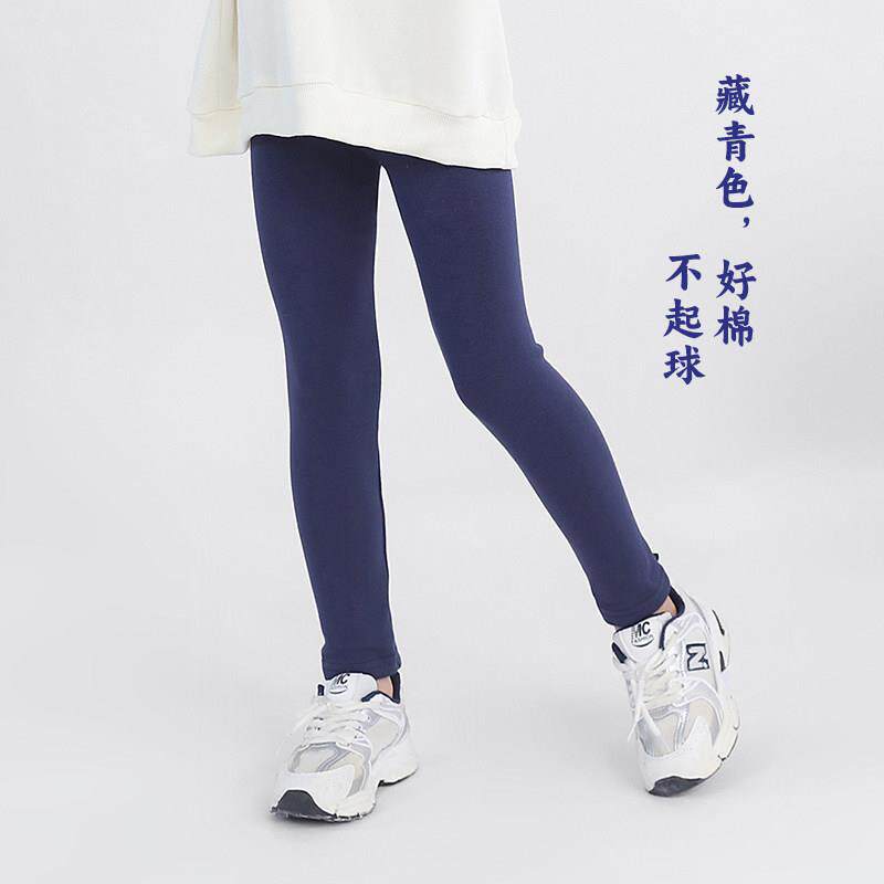 春夏款儿童内搭裤纯棉女童裤子宝宝中大童藏青深蓝色外穿修身长裤