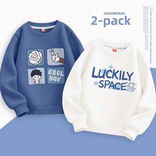 男生帅气纯棉汗衫长袖服装新款秋装中、大号童装男生休闲宽松上衣