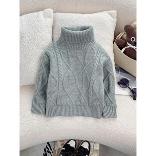 儿童高领毛衣冬季男童羊毛衫加绒加厚宝宝针织打底衫冬装男孩上衣