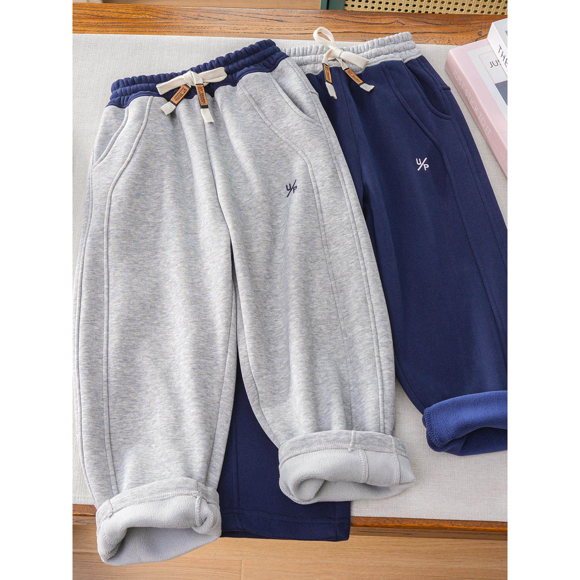 男童加绒弯刀裤裤子秋冬季儿童一体绒运动裤2025新款中大童长裤