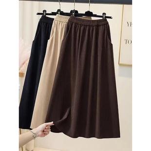 灯芯绒半身裙女童秋冬季新款覆古风加绒加厚女孩中长款A字伞裙子a