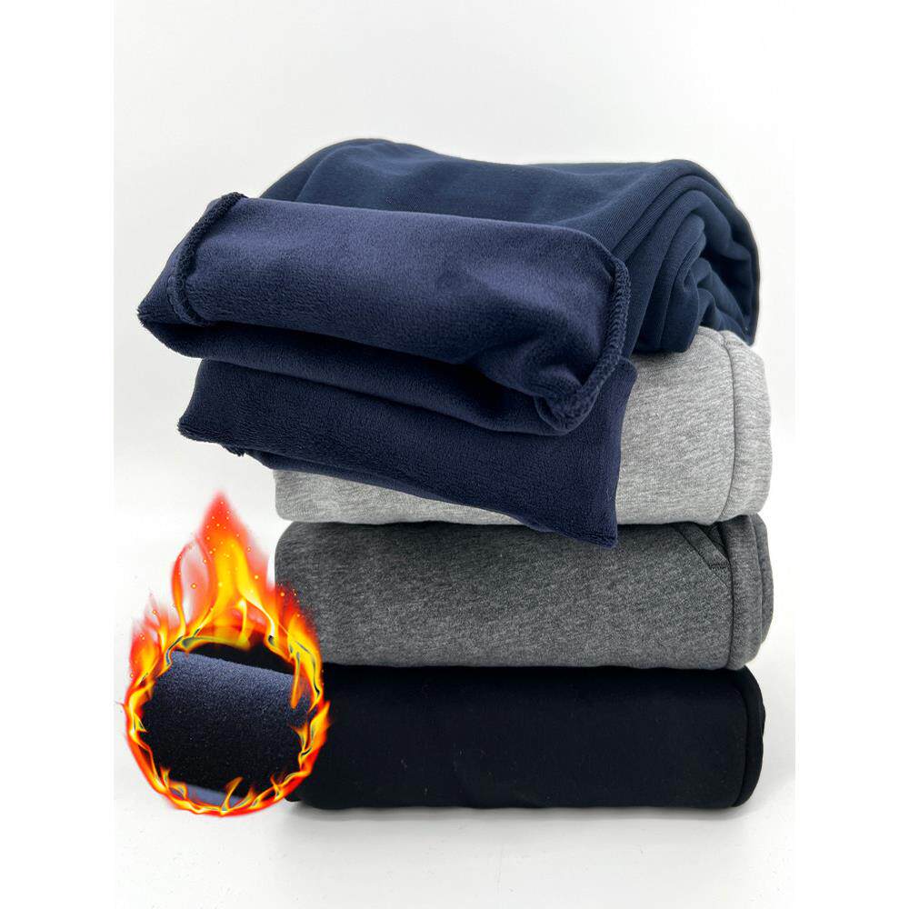 校服裤子冬季加绒男童女童藏青色羊羔绒运动裤小学生加厚灰色校裤