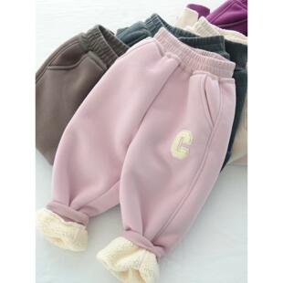 儿童加厚棉裤 男童女童羊驼绒一条过冬运动裤 软糯绒舒适保暖裤子