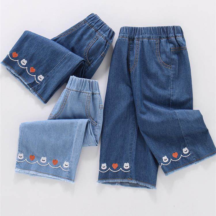 女童软牛仔裤天丝裤夏装宝宝夏季薄款冰丝裤子儿童宽松九分阔腿裤