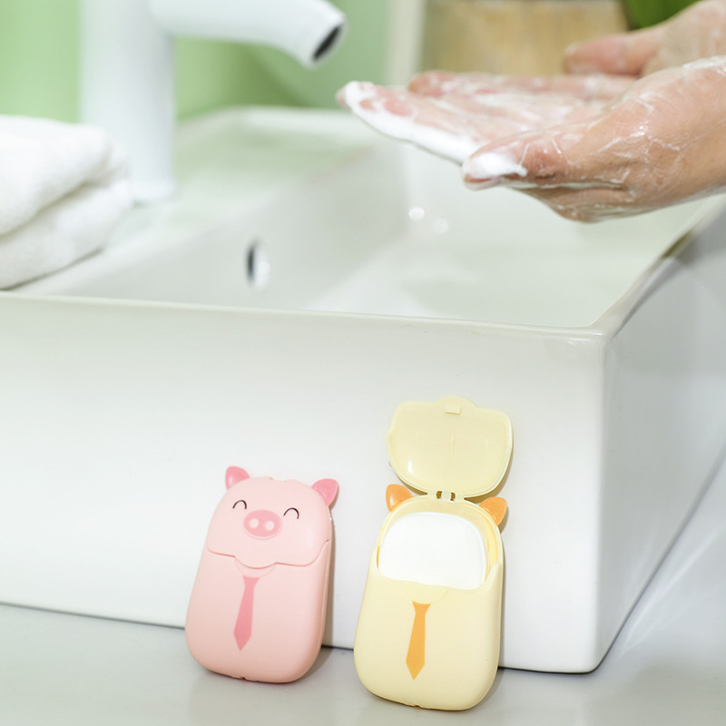 学生儿童户外洗手片香皂纸一次性香皂片便携式迷你可爱盒装肥皂纸