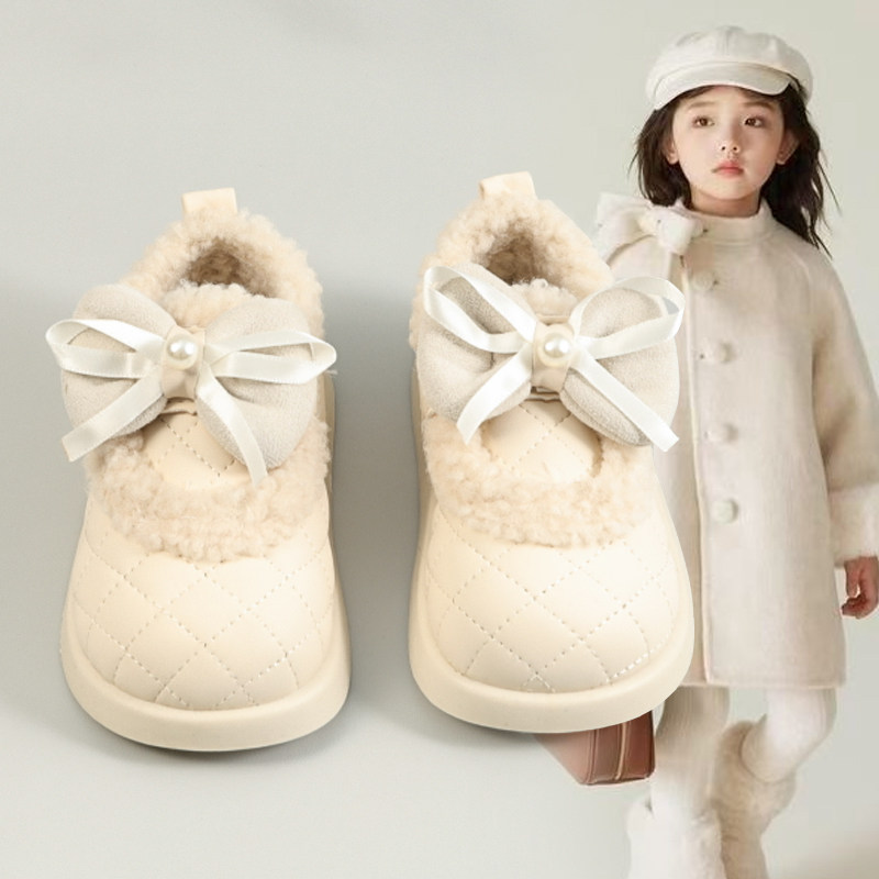 女童大童棉鞋新款2025年秋冬季女宝宝软底魔术贴豆豆鞋加绒蝴蝶结,童鞋/婴儿鞋/亲子鞋,棉鞋,淘宝优惠券,粉丝福利购,淘宝优惠卷
