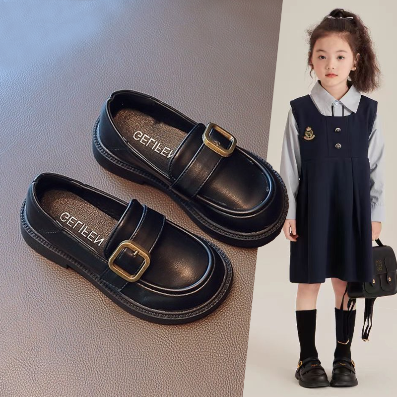 童鞋儿童一脚蹬小皮鞋黑色软底乐福单鞋女童复古金属扣豆豆鞋春季,童鞋/婴儿鞋/亲子鞋,皮鞋,淘宝优惠券,粉丝福利购,淘宝优惠卷