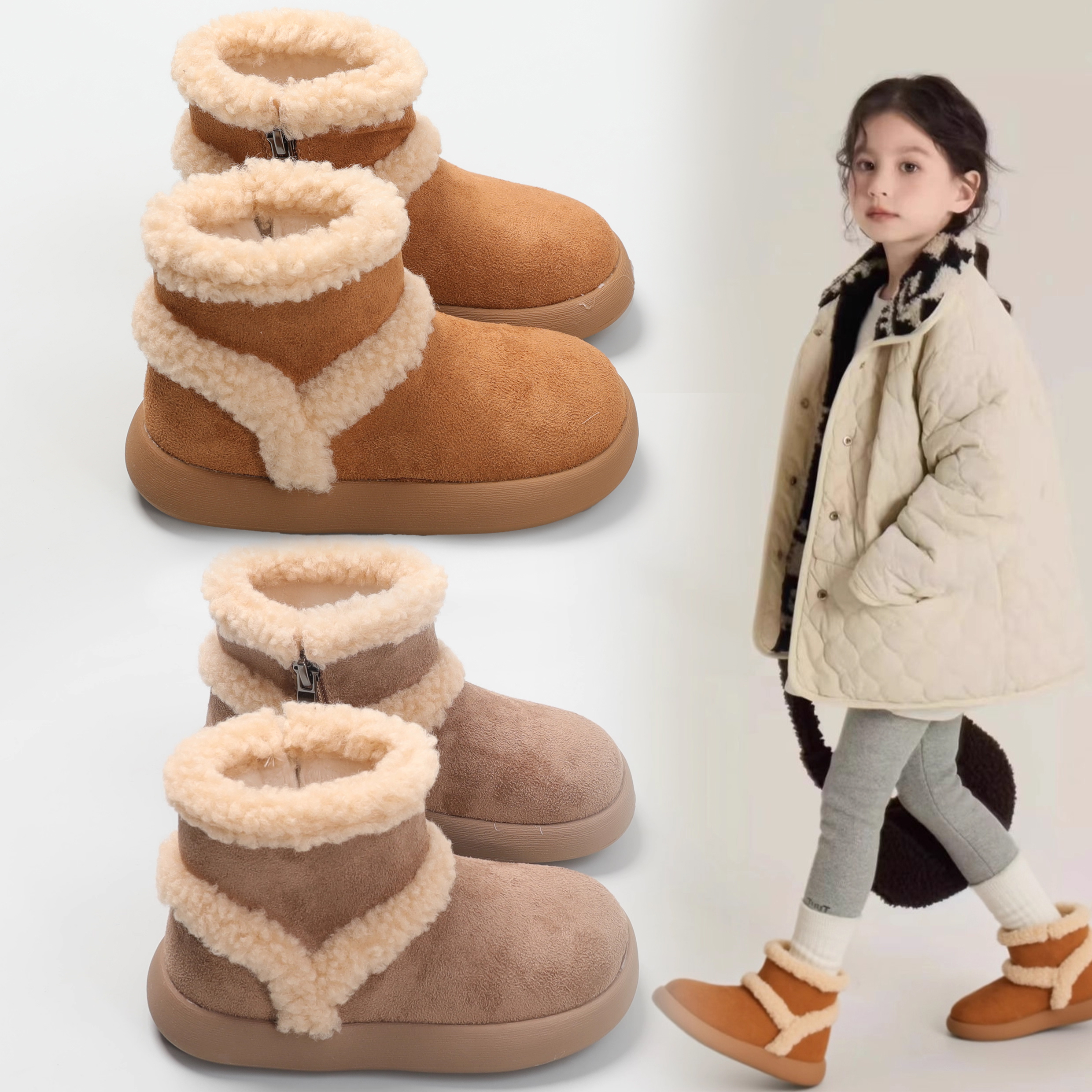 女童靴子秋冬防滑保暖二棉鞋