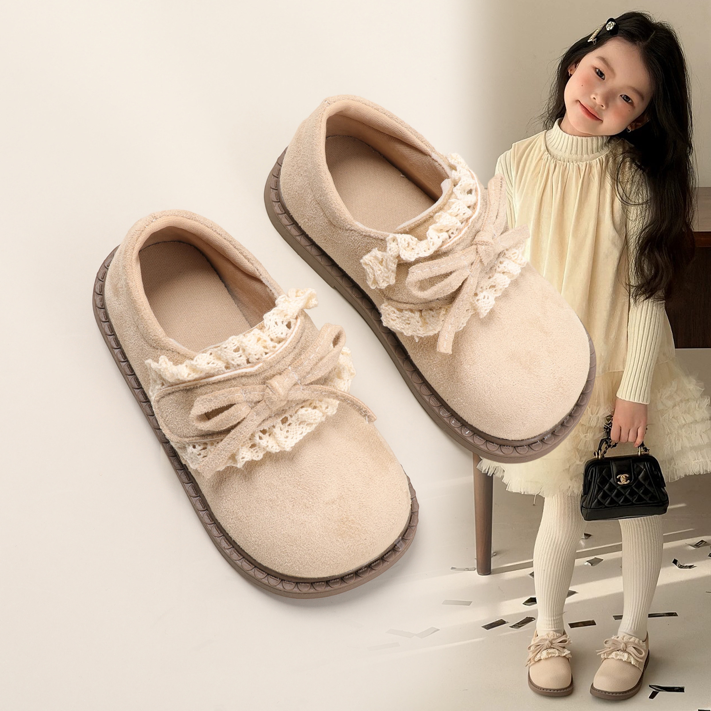 女童单鞋2026新款春秋软底防滑公主鞋蕾丝蝴蝶结小皮鞋儿童勃肯鞋,童鞋/婴儿鞋/亲子鞋,皮鞋,淘宝优惠券,粉丝福利购,淘宝优惠卷