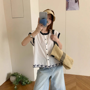 苏珊2025夏季 甜美上衣女26075 十三行新款 净色显瘦减龄百搭韩版