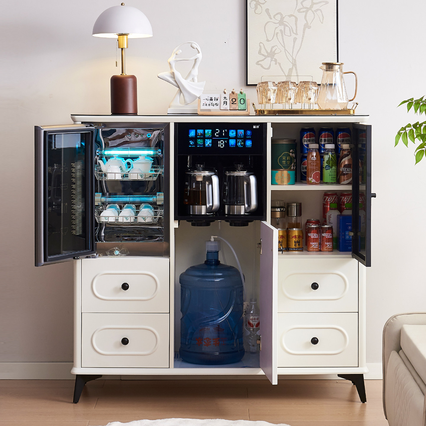 2026新款家用置物柜茶吧机高端客厅智能全自动一体柜饮水机餐边柜