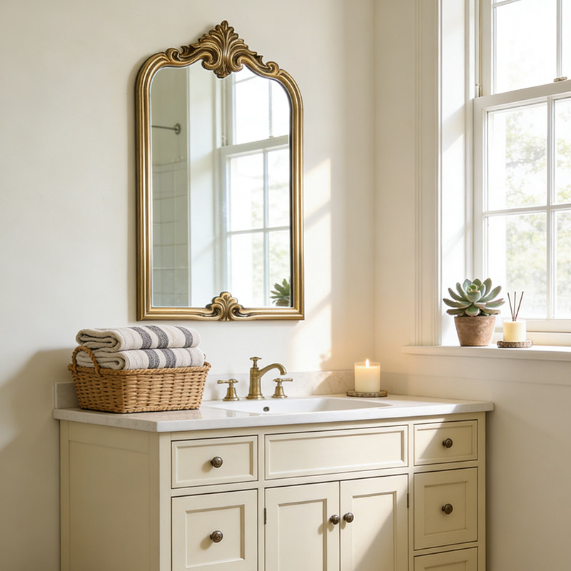 法式复古智能浴室镜卫生间壁挂装饰镜轻奢酒店高级智能发光化妆镜