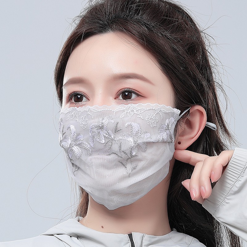 刺绣高颜值~蕾丝面罩防晒面纱