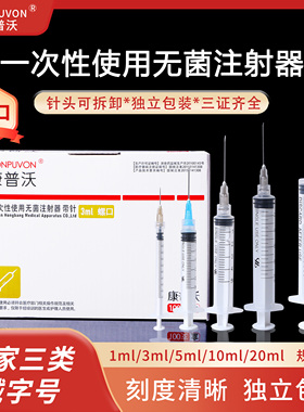 医用一次性螺口注射器针管1/3/5/10/20ml5毫升螺旋口针筒针管无菌