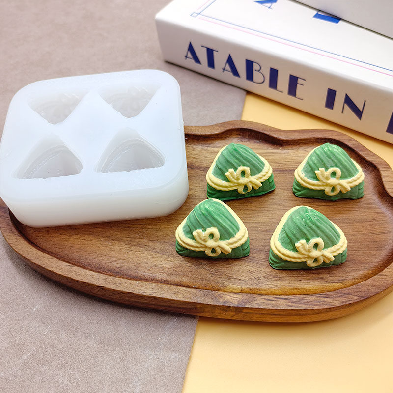 仿真4连小粽子捏捏硅胶模具 翻糖果冻巧克力模具diy滴胶树脂石膏