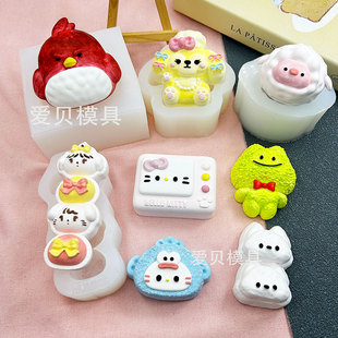 愤怒小鸟饼饼咩咩pig丑鱼头套奶油条kt电视机捏捏乐硅胶模具皂模