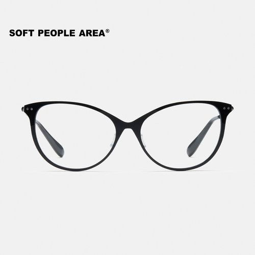 SOFT PEOPLE AREA-ONE ONE(光学)猫眼圆框眼镜板材框钛架超轻素颜
