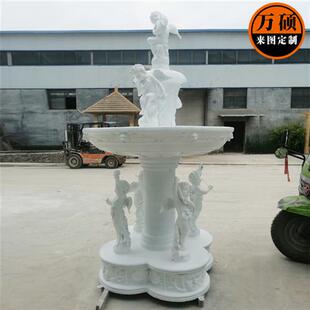 厂家制作玻璃钢喷泉花钵雕塑地产小区景观雕塑西方天使小孩雕塑