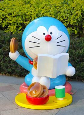 玻璃钢卡通雕塑哆啦a梦门头壁挂装饰商场咖啡厅网红机器猫摆件