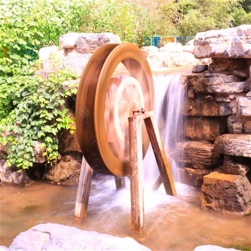 定制大型户外碳化木钢木结构古建室外灌溉水动力孔明水车流水摆件