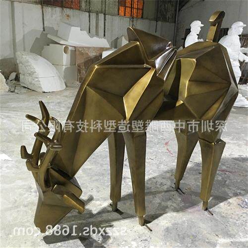 玻璃钢几何鹿雕塑抽象摆件户外花园动物装饰园林景观商场美陈