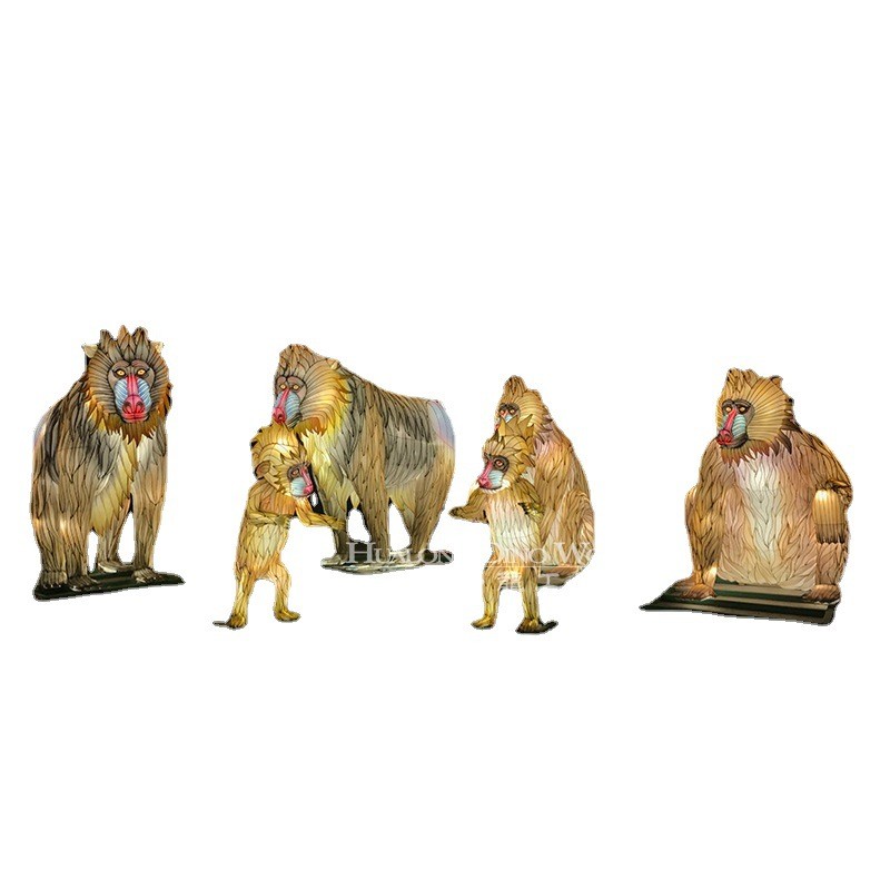 景区商场夜游彩灯模型仿真动物狒狒一家可来图定制生产