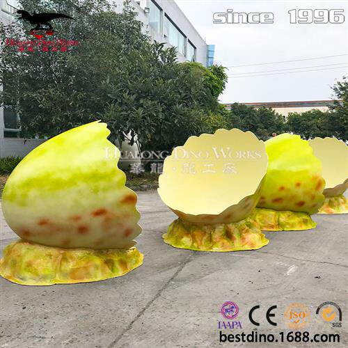 仿真恐龙蛋壳座椅景区游乐园拍照互动游玩玻璃钢耐寒防水产品.