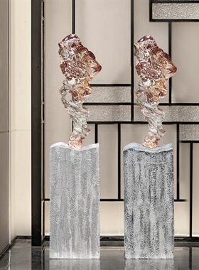 别墅酒店家居客厅电视柜玄关轻奢高档抽象摆件透明树脂雕塑装饰品