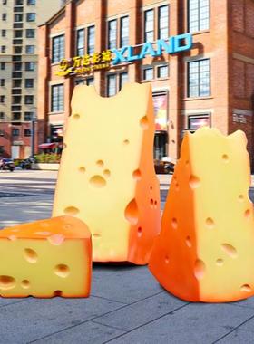 卡通仿真奶酪芝士景观玻璃钢雕塑甜品店电影院商场烘焙蛋糕店摆件