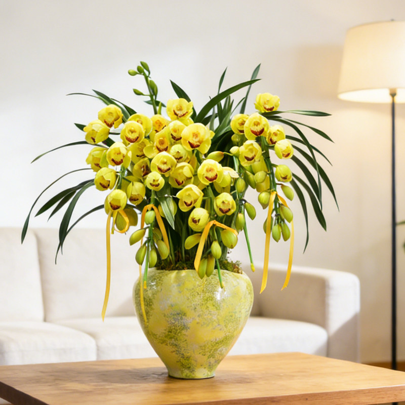 拱兰盆景花卉大花蕙兰过年盆栽观花室内桌面客厅办公喜庆绿植送礼,鲜花速递/花卉仿真/绿植园艺,绿植,淘宝优惠券,粉丝福利购,淘宝优惠卷