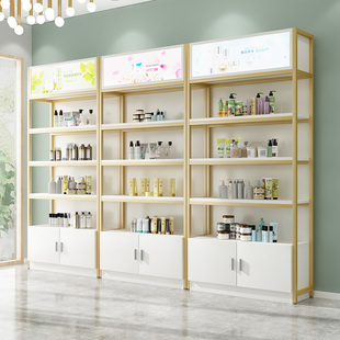 货架展示柜产品陈列柜带灯箱样品展示架美容院化妆品陈列柜置物架