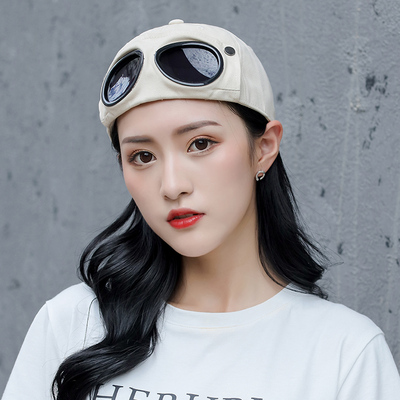 飞行员帽子男韩版潮眼镜鸭舌帽墨镜女夏天ins潮牌夏季个性遮阳帽