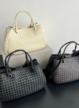 B家手工牛皮编织真皮女包时尚手提腋下包大容量basket女士提篮包