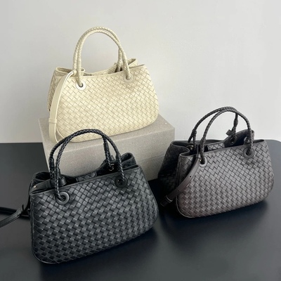 B家手工牛皮编织真皮女包时尚手提腋下包大容量basket女士提篮包