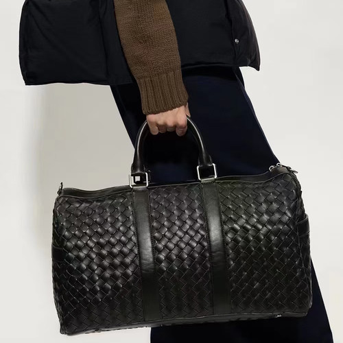 B家手工牛皮编织真皮女包单肩斜挎大容量登机旅行包手提购物袋潮