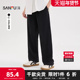 三福2025夏季 501609 简约橡筋腰宽松直筒长裤 男士 棉麻休闲裤