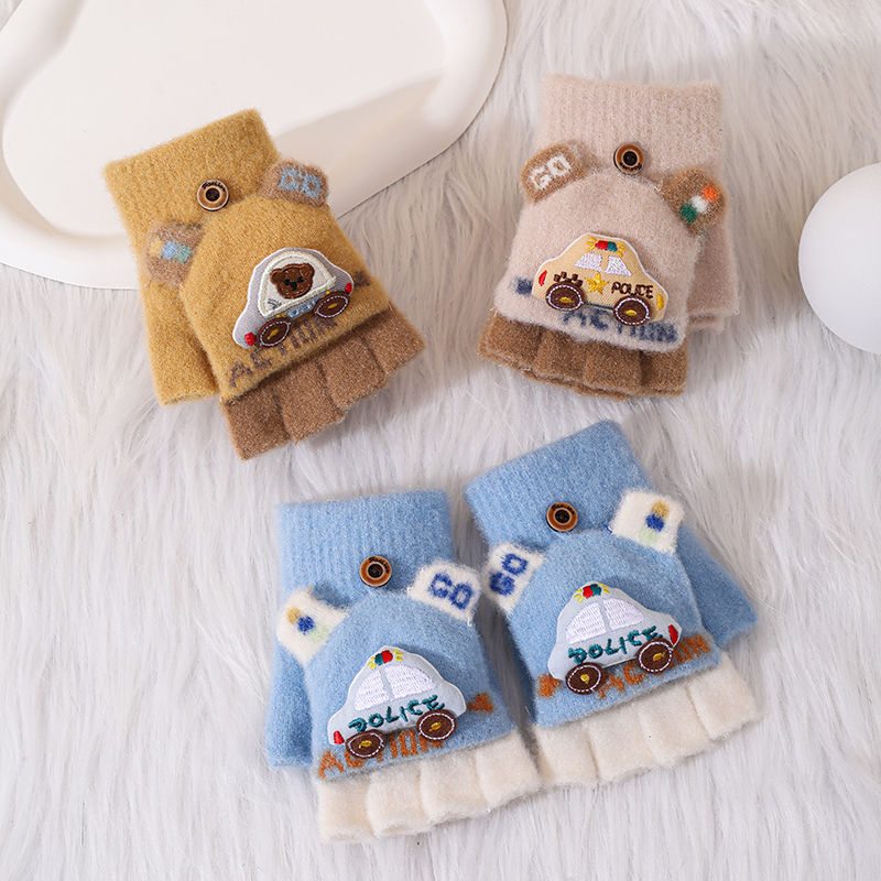 2025新款儿童半指手套保暖小男童