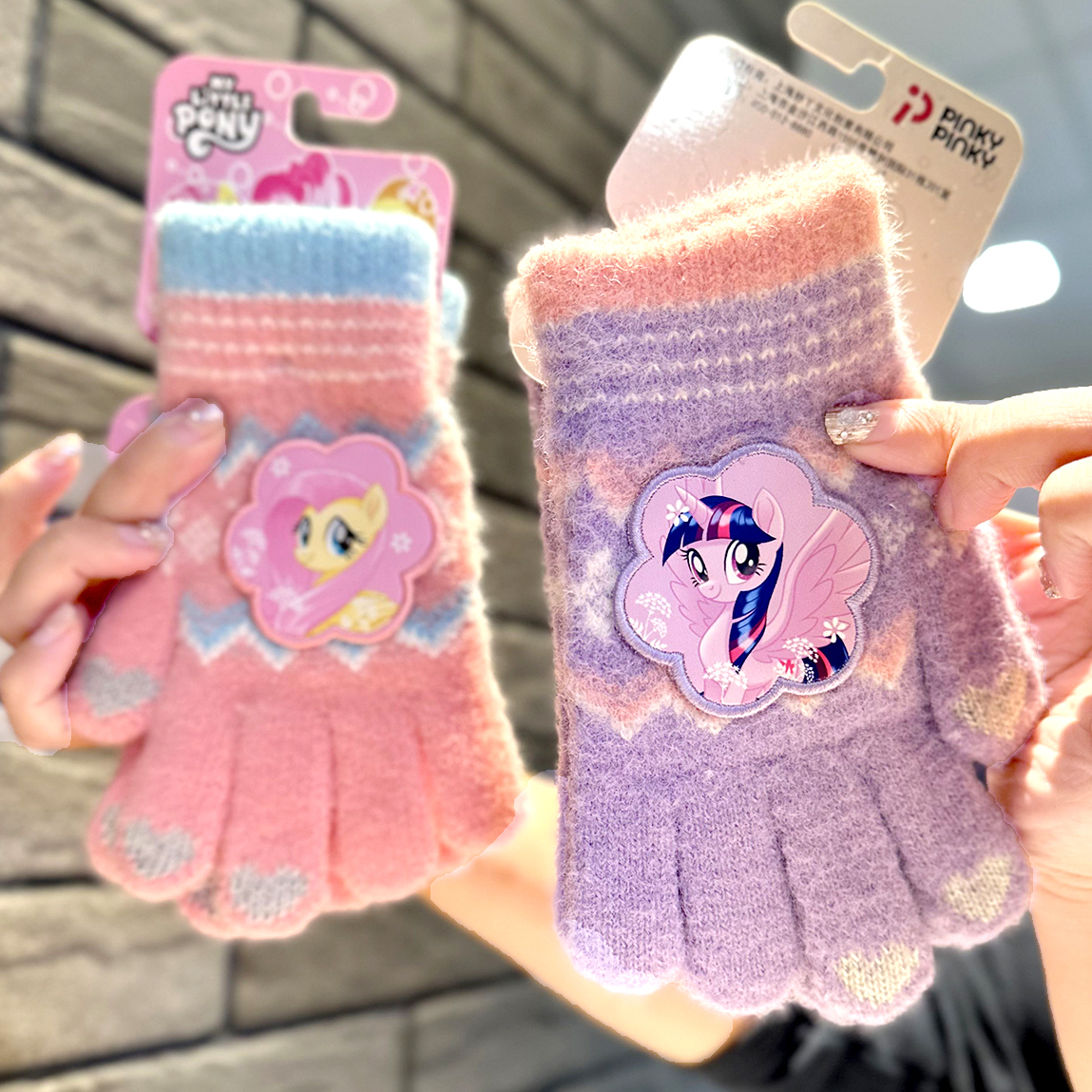 女孩手套五指小马宝莉儿童冬季保暖分指碧琪紫悦冬天女童小孩触屏