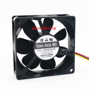 109R0824G4D01全新san ace80 8025 24V 0.2A 3线轴流变频器风扇