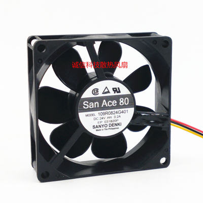 109R0824G4D01全新san ace80 8025 24V 0.2A 3线轴流变频器风扇