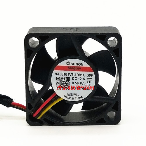 SUNON/建准 HA30101V3-1D01C-G99 12V 0.56W 3线 静音散热风扇3CM