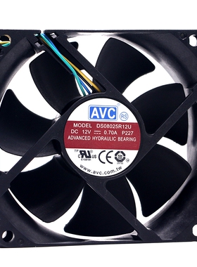 AVC DS08025R12U 8025 12V 0.70A 8厘米 主板 CPU 大风量调速风扇