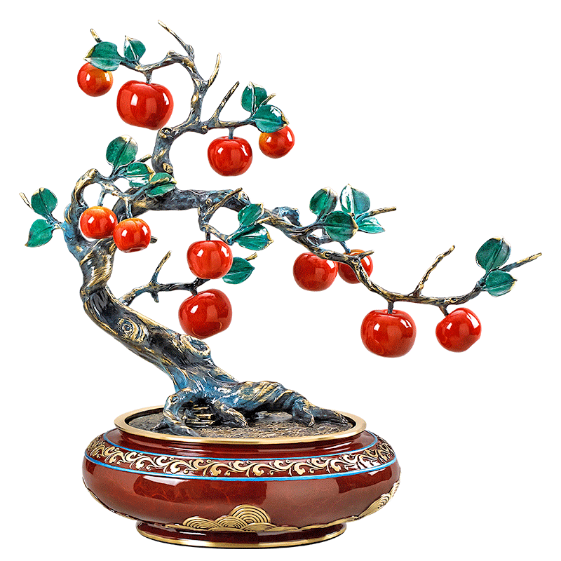 平安喜乐铜盆景摆件开业乔迁贺礼