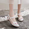 summer Ethnic style Hanfu The increase in Embroidered shoes Women's shoes Jacobs cheongsam Dichotomanthes soft sole square Dancing shoes