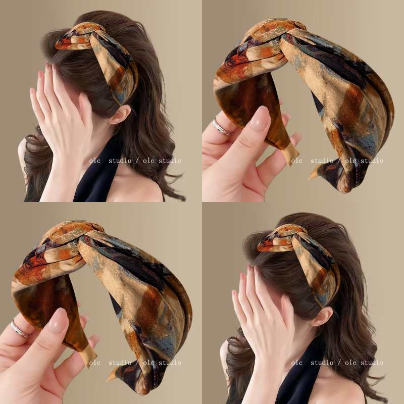 枫眠枕秋~复古油画扎染发箍女